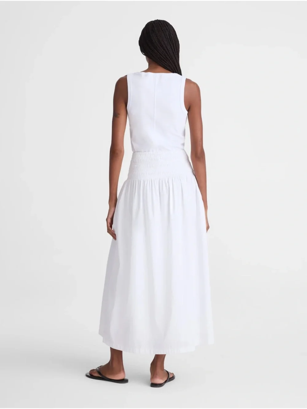 Madewell Smocked-Waist Poplin Midi Skirt - Picture 4 of 8